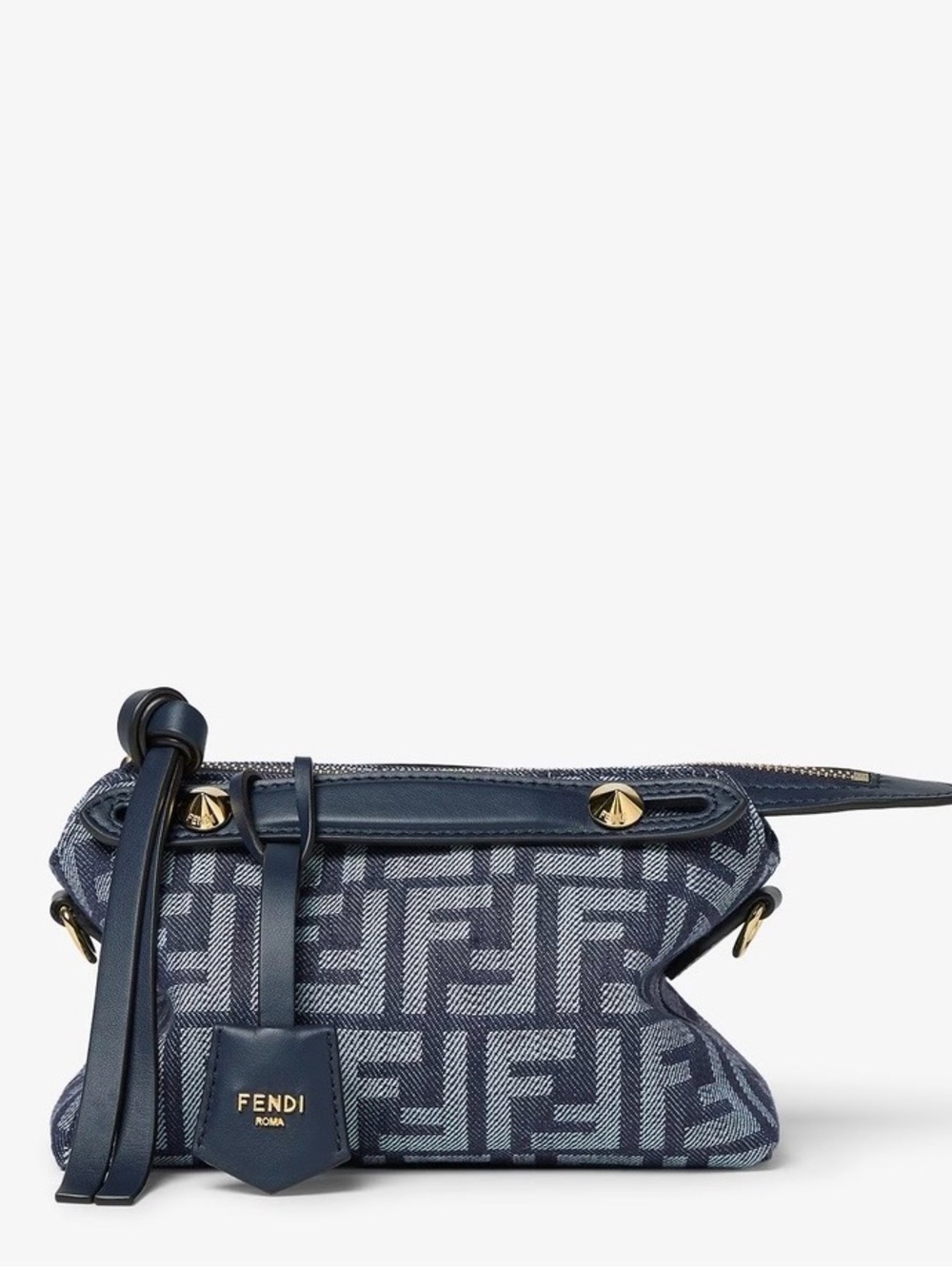 Fendi By The Way Denim Mini Shoulder Bag with Gold Hardware